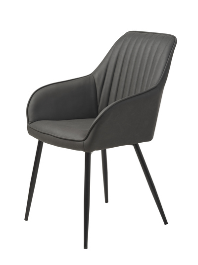 Nolan Armchair Stribe Dark Grey Pu